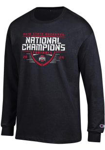 Mens Ohio State Buckeyes Black Champion 2024 Football National Champion Gridiron Jersey Tee