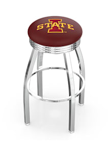 Iowa State Cyclones 3 Ring Chrome Seat Pub Stool - Silver