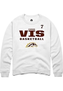 Carson Vis Western Michigan Broncos Mens White NIL Stacked Box Player Crew