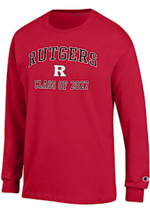 Mens Rutgers Scarlet Knights Red Champion Font Class of 2027 Jersey Tee