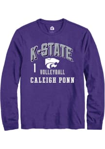 Caleigh Ponn Mens Purple K-State Wildcats NIL Arch Logo Long Sleeve Player T Shirt