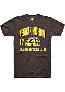 Jason Mitchell II Western Michigan Broncos Brown Football NIL Arch Logo Short Sleeve Player T Shir..