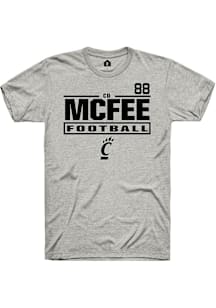 Cd Mcfee Cincinnati Bearcats Ash Football NIL Stacked Box Short Sleeve Player T Shirt