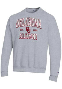 Champion Oklahoma Sooners Mens Grey Est Alumni Powerblend Long Sleeve Crew Sweatshirt