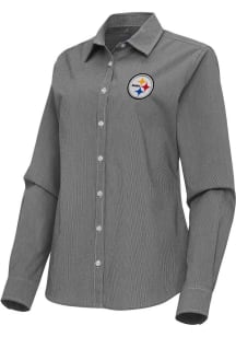 Antigua Pittsburgh Steelers Womens Porter Long Sleeve Black Dress Shirt