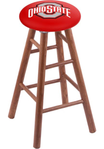 Brown Ohio State Buckeyes Round Cushion Oak Pub Stool