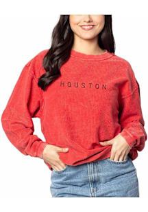 Houston Womens Red Wordmark Crew Sweatshirt