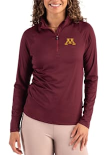 Cutter and Buck Minnesota Golden Gophers Womens Maroon Coastline Qtr Zip