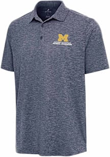 Antigua Michigan Wolverines Mens Navy Blue Retirees Association Par 3 Short Sleeve Polo