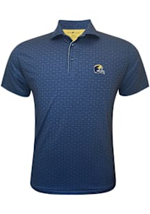 Michigan Wolverines Mens Navy Blue Football Football Helmet Short Sleeve Fashion Polo