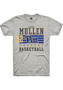 Kieran Mullen Rally Mens Ash Pitt Panthers NIL Striped Player T Shirt