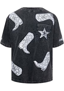 Dallas Cowboys Womens Charcoal Sequin Boots Short Sleeve T-Shirt