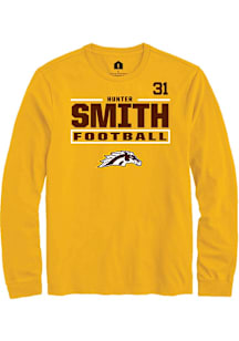 Hunter Smith Western Michigan Broncos Gold Football NIL Stacked Box Long Sleeve Player T Shirt