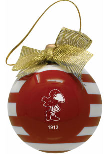 Kansas Jayhawks 1912 Bird Ceramic Red Striped Ornament