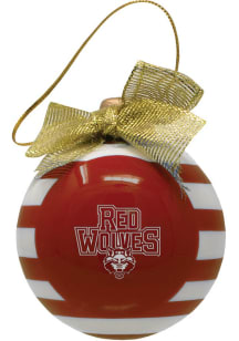 Arkansas State Red Wolves Ceramic Striped Ball Ornament - Red