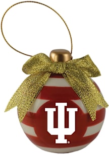 Indiana Hoosiers Ceramic Striped Ball Ornament - White