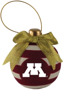 Maroon Minnesota Golden Gophers Ceramic Striped Ball Ornament