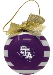 SFA Lumberjacks Ceramic Striped Ball Ornament