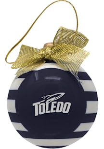 Toledo Rockets Ceramic Striped Ball Ornament - Navy Blue