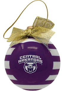 U of A at Little Rock Trojans Ceramic Striped Ball Ornament