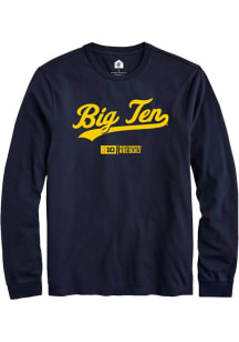 Mens Big Ten Navy Blue Rally Script Tee