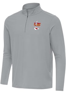 Antigua Kansas City Chiefs Mens Grey 2024 Super Bowl Bound Intent Long Sleeve Qtr Zip Pullover