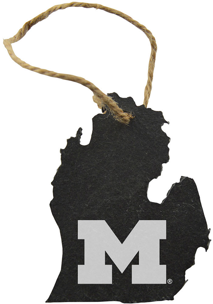 Michigan Wolverines Slate State Shape Ornament