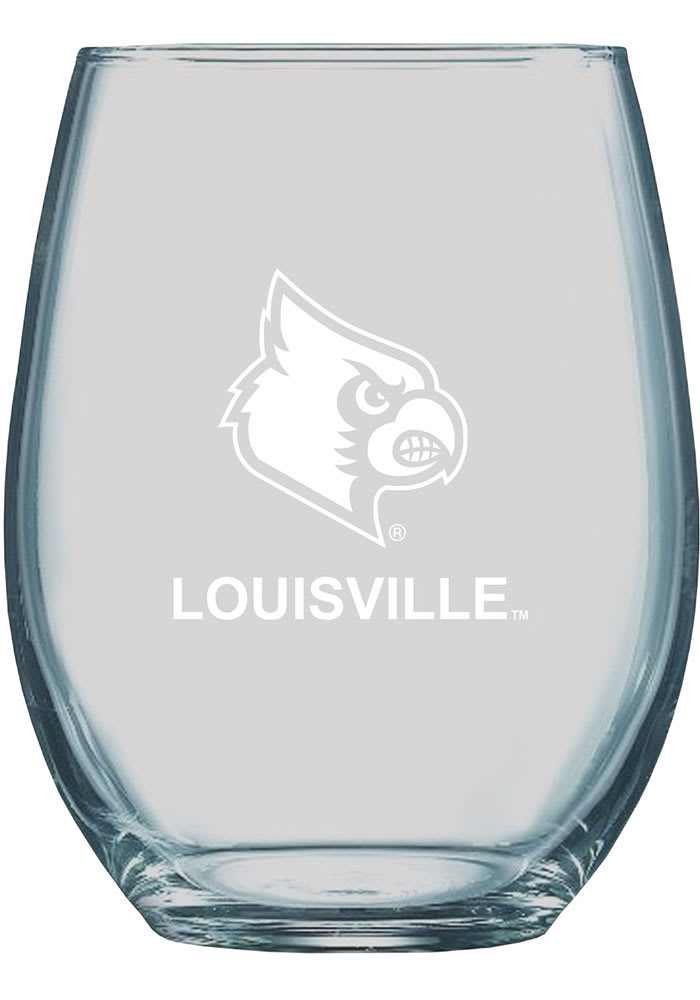 Louisville Cardinals 21oz Logo Engraved Stemless Wine Glass