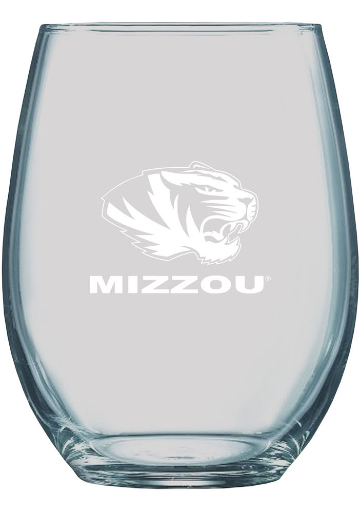 Missouri Tigers 21oz Logo Engraved Stemless Wine Glass