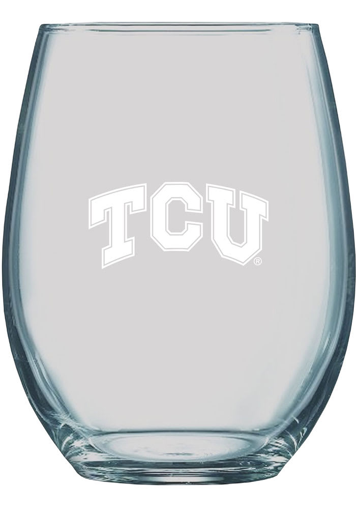 TCU Horned Frogs 21oz Logo Engraved Stemless Wine Glass