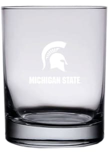 White Michigan State Spartans 14oz Etched Rock Glass