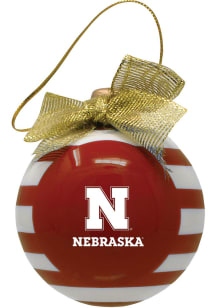 Red Nebraska Cornhuskers Ceramic Bulb Ornament