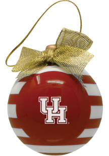 Houston Cougars Ceramic Striped Ball Ornament