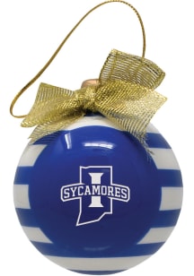 Indiana State Sycamores Ceramic Striped Ball Ornament