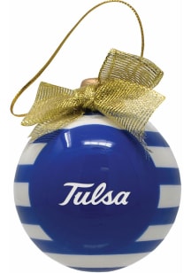 Tulsa Golden Hurricane Ceramic Striped Ball Ornament
