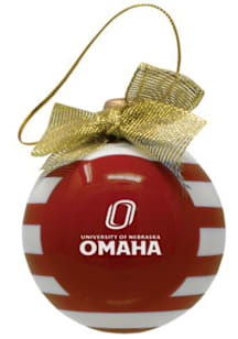 UNO Mavericks Ceramic Striped Ball Ornament - Red