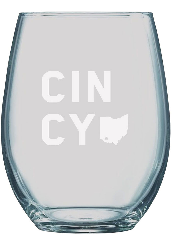 Cincinnati 21oz Engraved Stemless Wine Glass