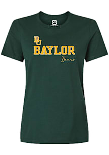 Summit Sportswear Baylor Bears Womens Green Rhinestone Team Short Sleeve T-Shirt