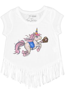 Kansas City Royals Toddler Girls White Unicorn Fringe Short Sleeve T-Shirt