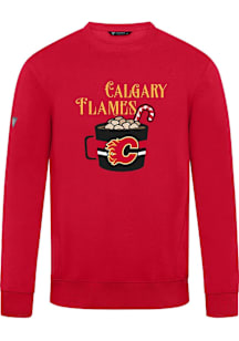 Levelwear Calgary Flames Mens Red Zane Mellow Long Sleeve Crew Sweatshirt