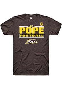 Joey Pope Western Michigan Broncos Brown Football NIL Stacked Box Short Sleeve Player T Shirt
