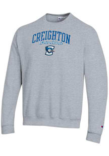 Champion Creighton Bluejays Mens Grey Grandma Script Powerblend Long Sleeve Crew Sweatshirt