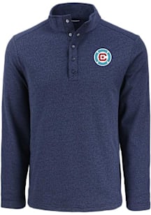 Cutter and Buck Chicago Fire Mens Navy Blue Hunts Point Long Sleeve Qtr Zip Pullover