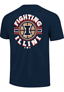 Illinois Fighting Illini Navy Blue Textured Court Ball Short Sleeve T Shirt
