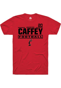 Jakorion Caffey Rally Mens Red Cincinnati Bearcats NIL Stacked Box Player T Shirt