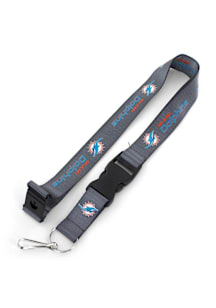 Miami Dolphins Charcoal Lanyard - Charcoal
