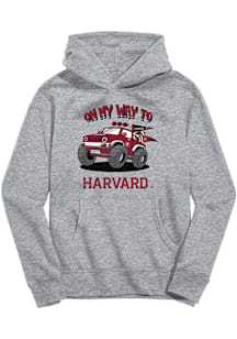 Vive La Fete Harvard Crimson Toddler Grey On My Way Long Sleeve Hooded Sweatshirt