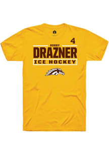 Robby Drazner Rally Mens Gold Western Michigan Broncos NIL Stacked Box Player T Shirt