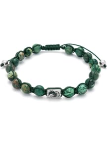 Stainless Steel Beaded Thread Michigan State Spartans Mens Bracelet - Green