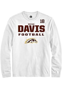 Micah Davis Western Michigan Broncos White Football NIL Stacked Box Long Sleeve Player T Shirt